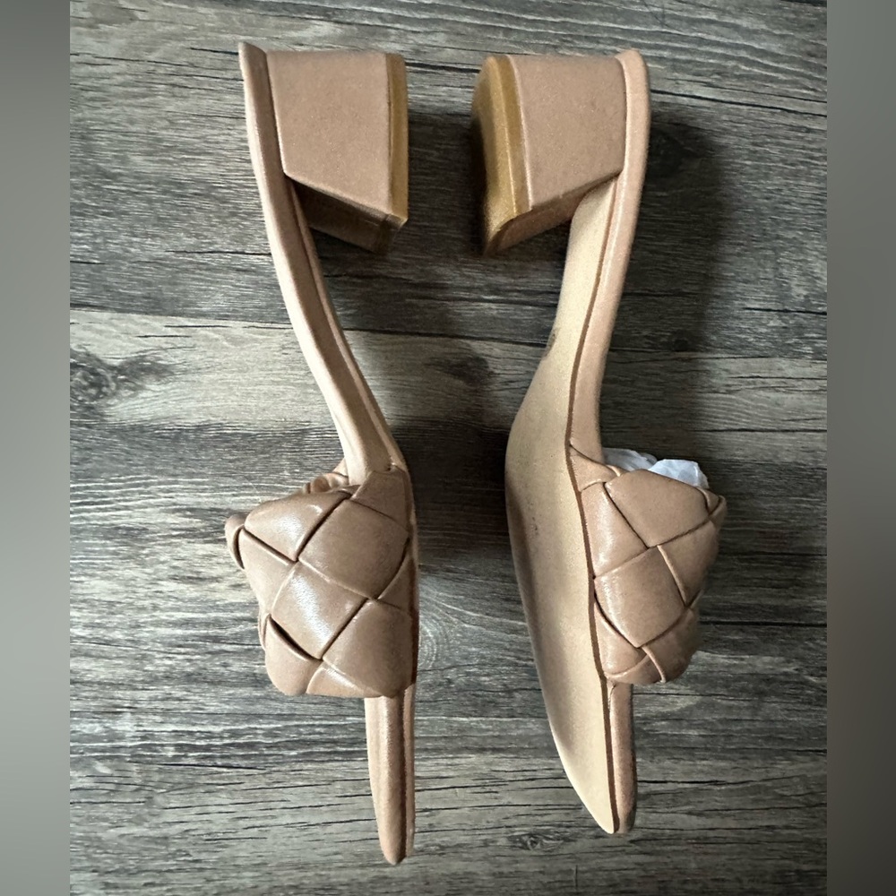 Tan weave slide kitten heel - Picture 3 of 4